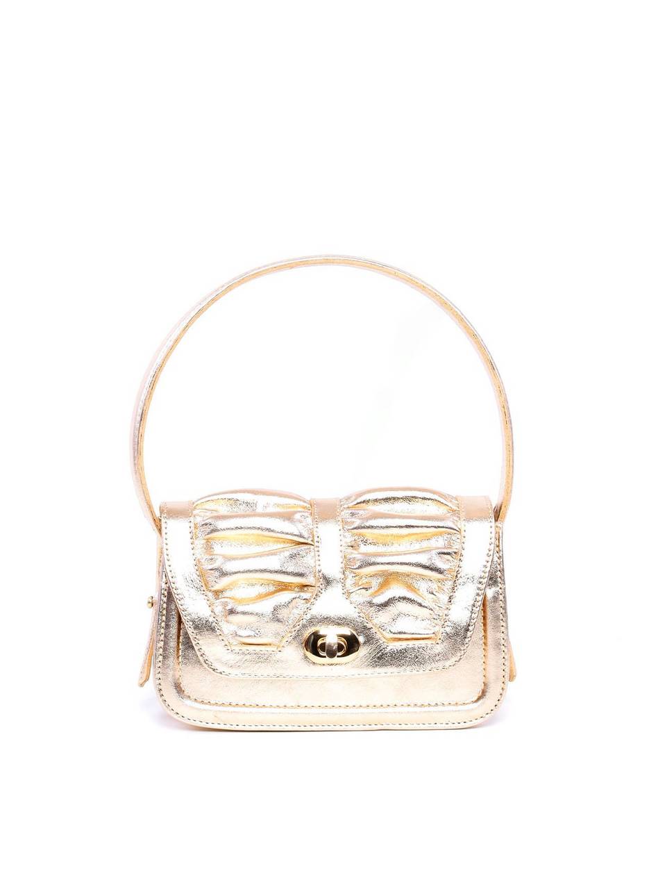 Bolsa Satchel Drapeado com Alça Dupla Removível - Ouro BSI-5933 - AU