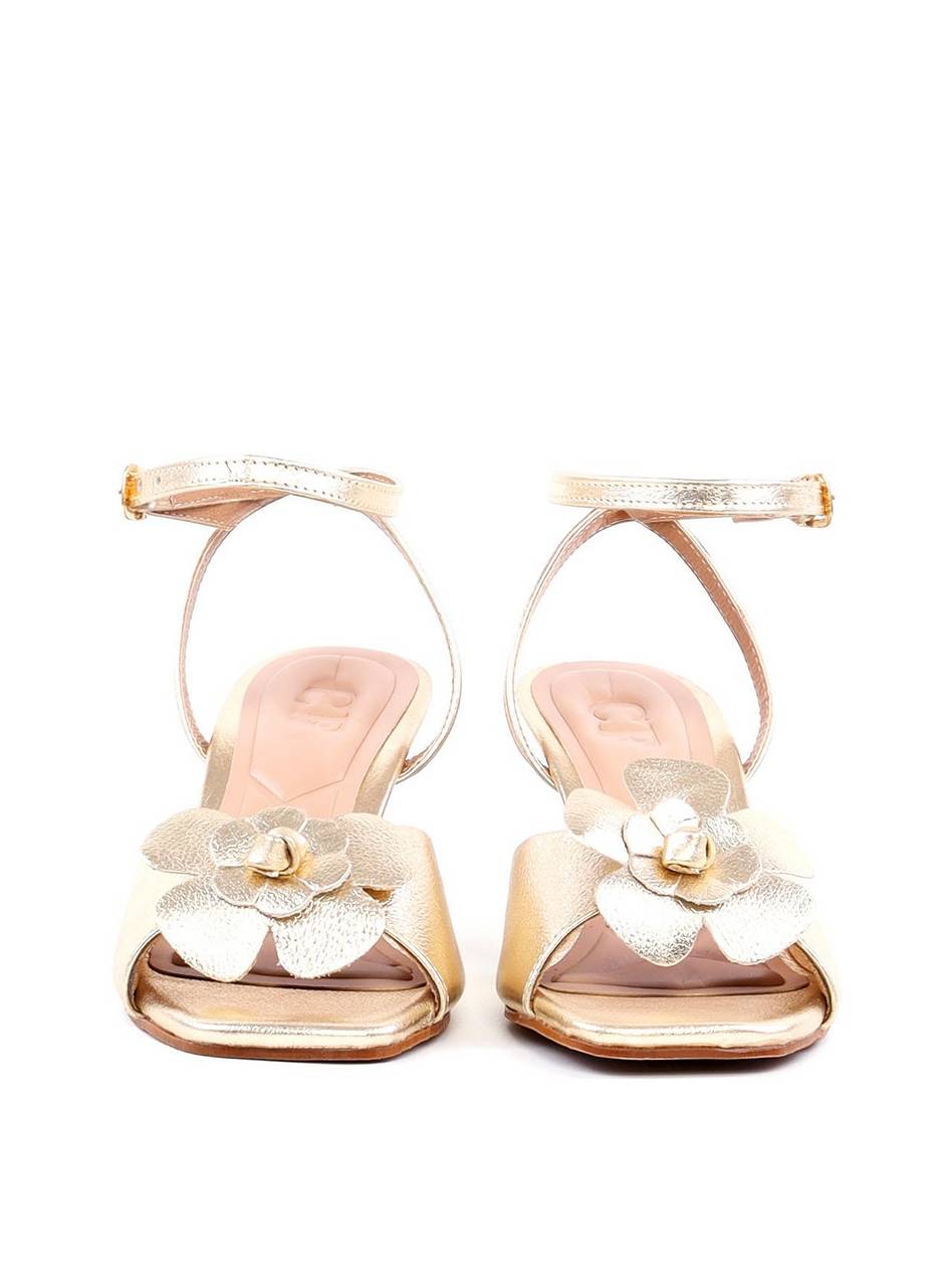 Sandália de Salto Fino com Flor - Ouro SDI-11846 - AU