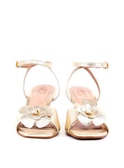 Sandália de Salto Fino com Flor - Ouro SDI-11846 - AU