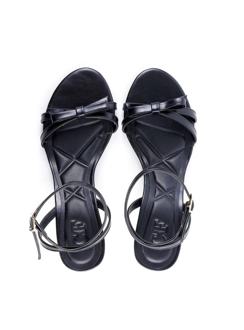 Sandália Salto Médio Cromado Detalhe Laço - Preta 1.1400011923 - PR