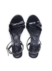 Sandália Salto Médio Cromado Detalhe Laço - Preta 1.1400011923 - PR