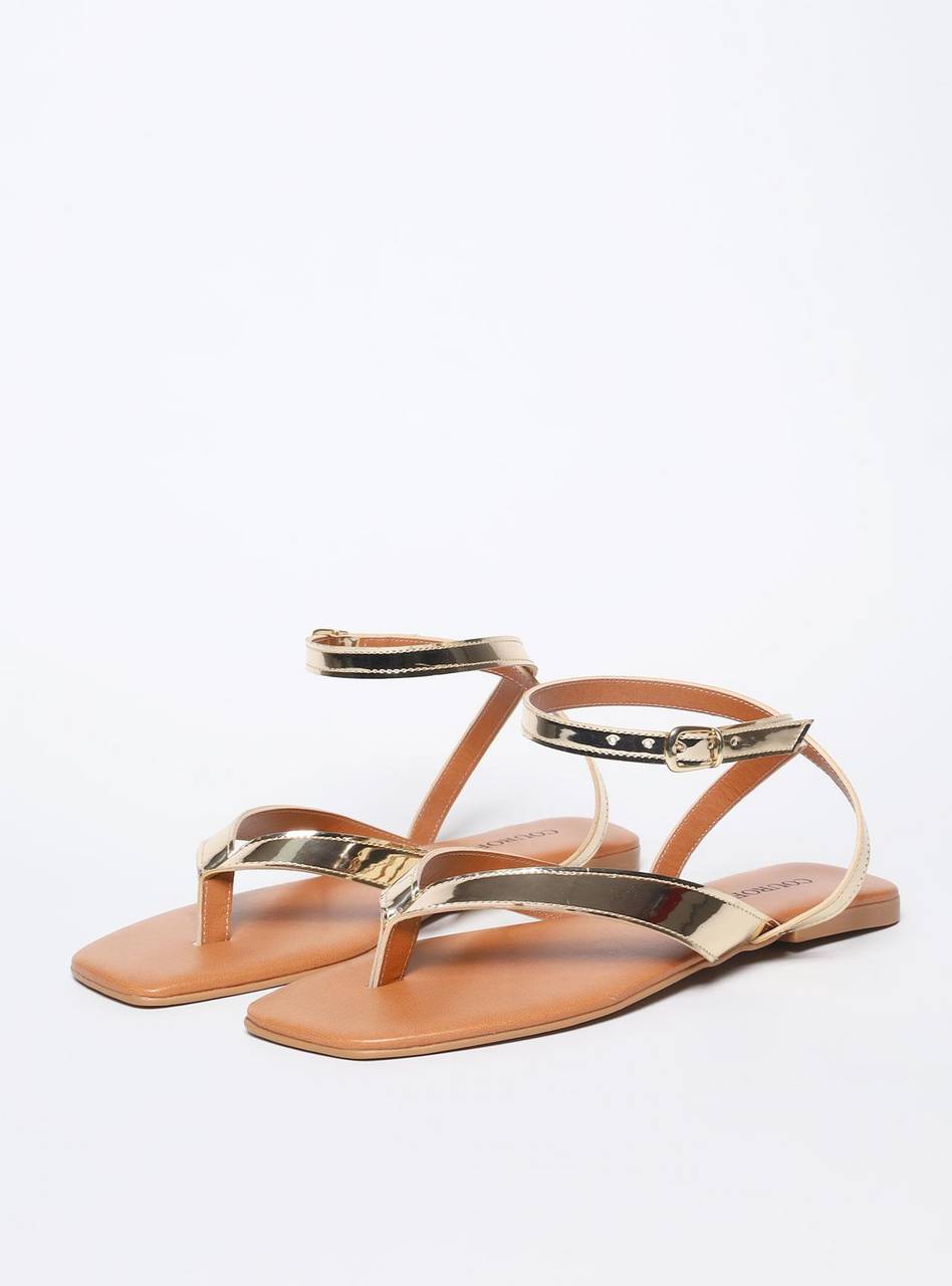 Sandália Feminina Rasteiras Slim - Ouro SDI-11535 - AU