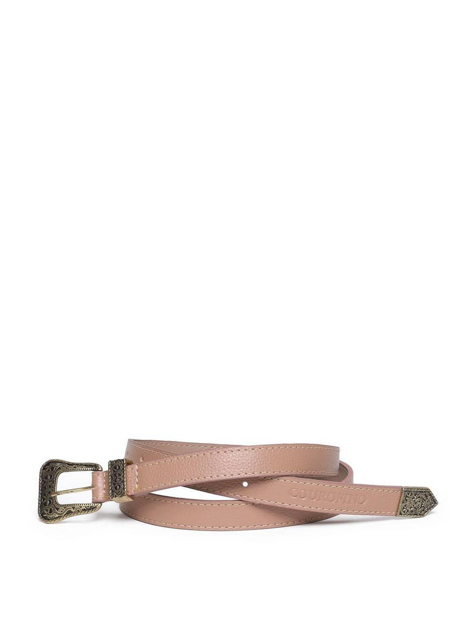Cinto Feminino Couro Casual Fino Nude CTI-965 - NU