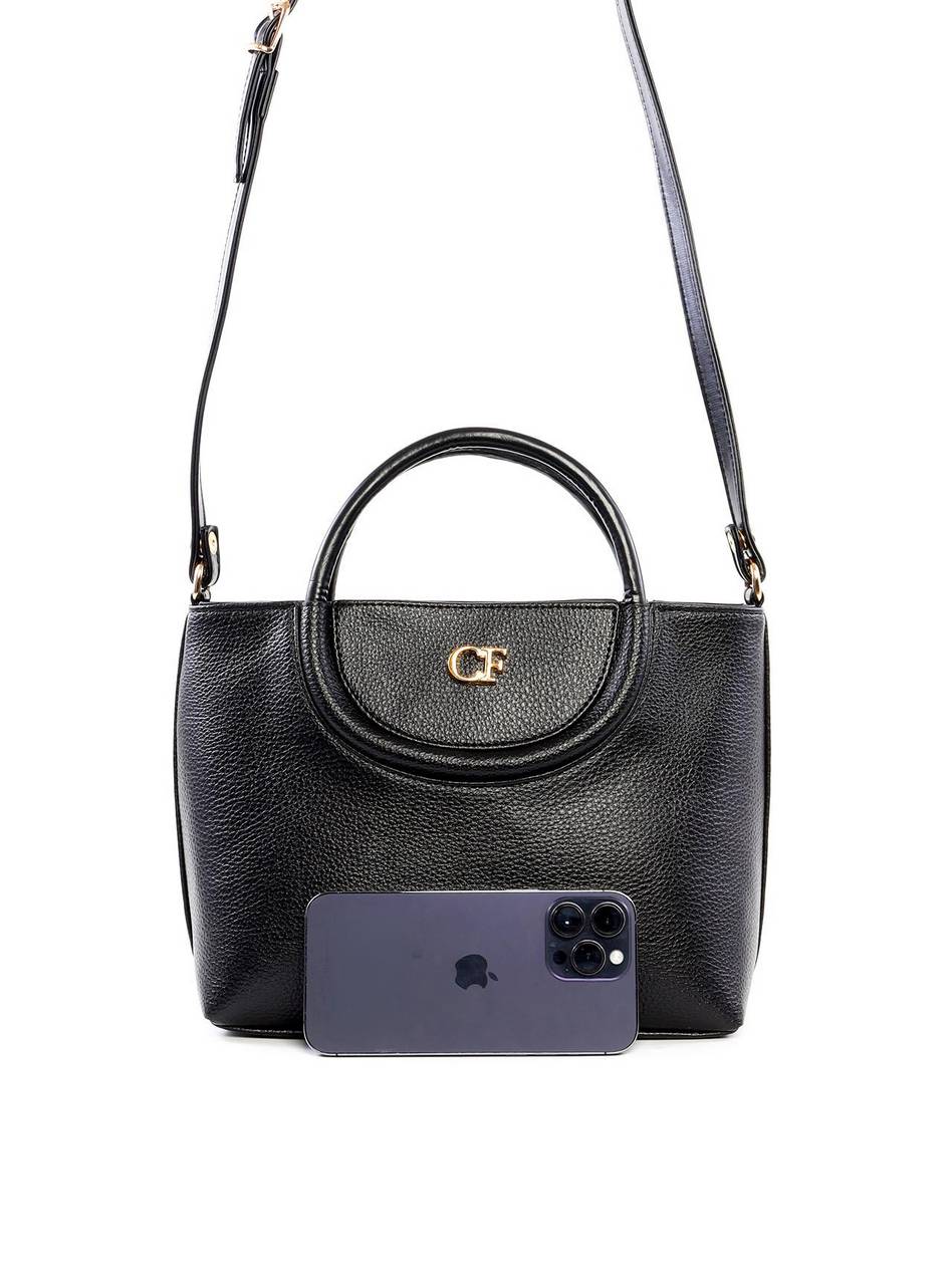 Bolsa Tote Transversal com Alça Redonda - Preta BSI-6450 - PR