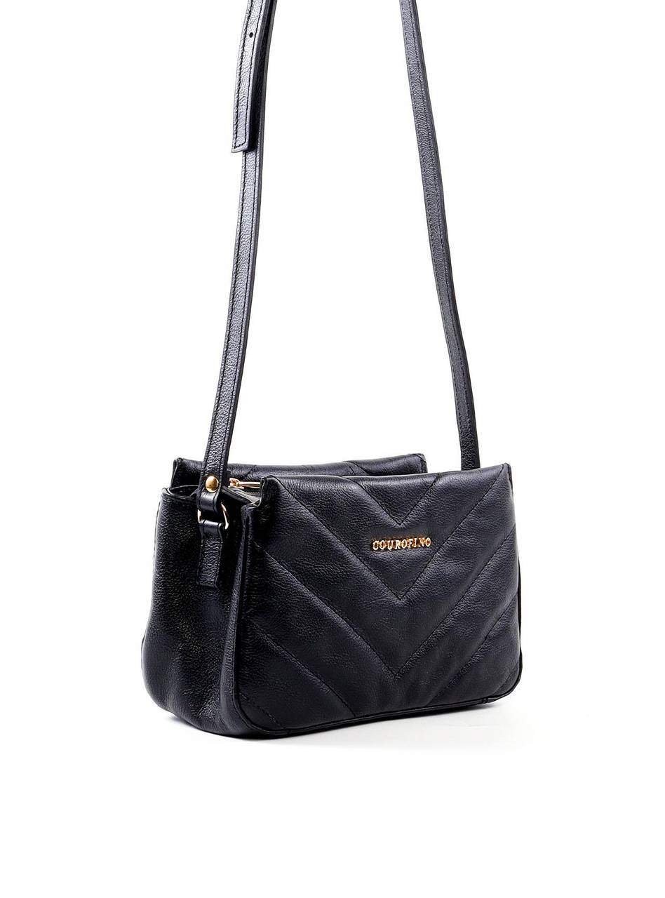 Bolsa Tote Transversal com Matelassê em V - Preta BSI-6437 - PR