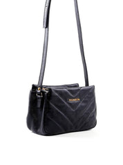 Bolsa Tote Transversal com Matelassê em V - Preta BSI-6437 - PR