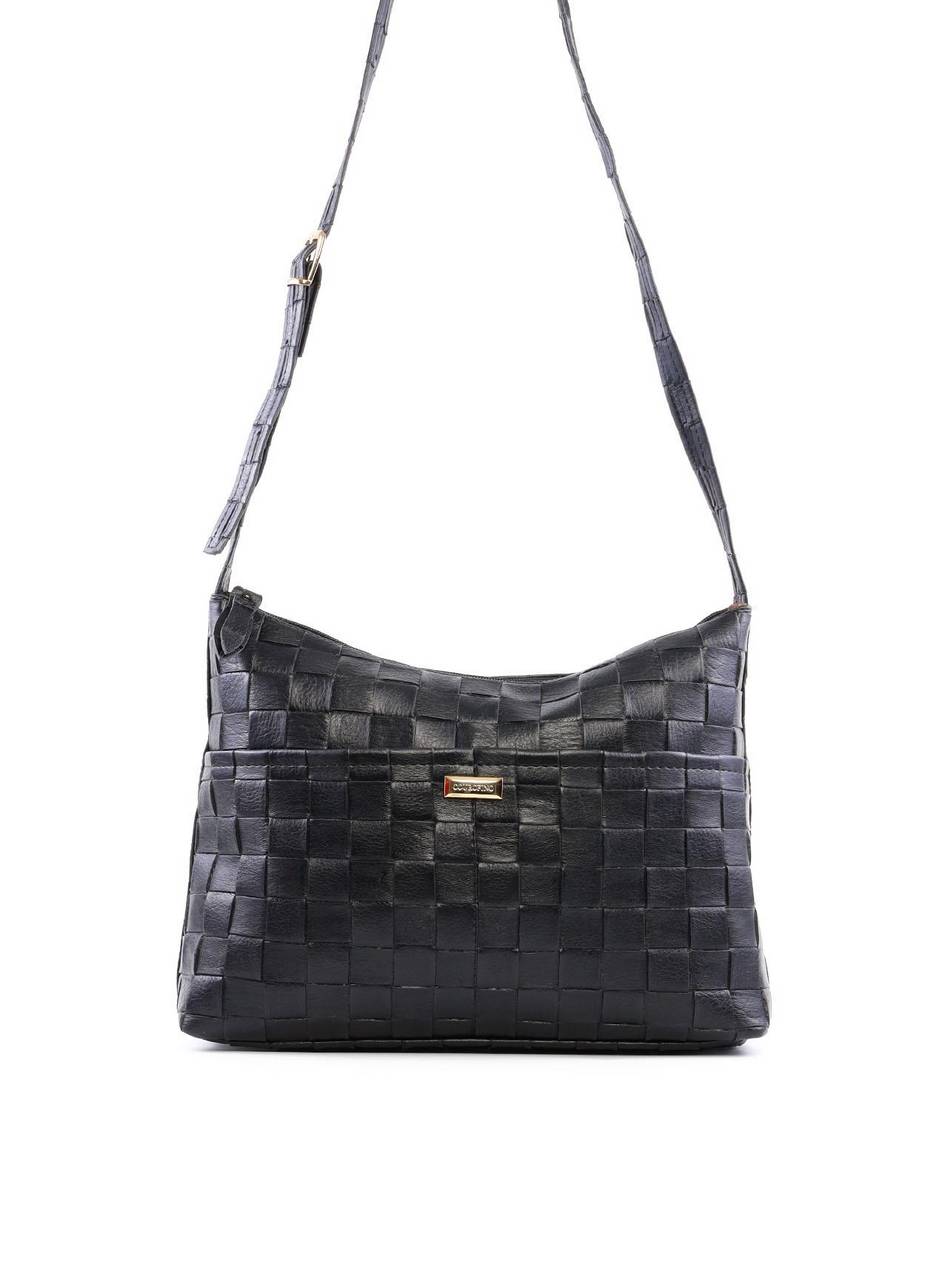 Bolsa Hobo Transversal em Tressê - Preta BSI-6123 - PR