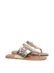 Sandália Feminina Rasteira Fivela - Ouro SDI-11601 - AU