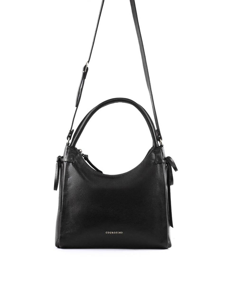 Bolsa Tote Grande Enfeite Laços Laterais Alça Dupla - Preta BSI-6375 - PR
