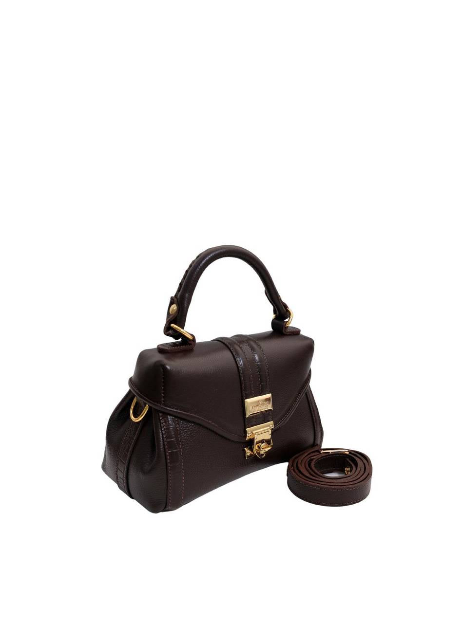 Bolsa Feminina Satchel Pequena Couro Cacau BSI-5710 - CA