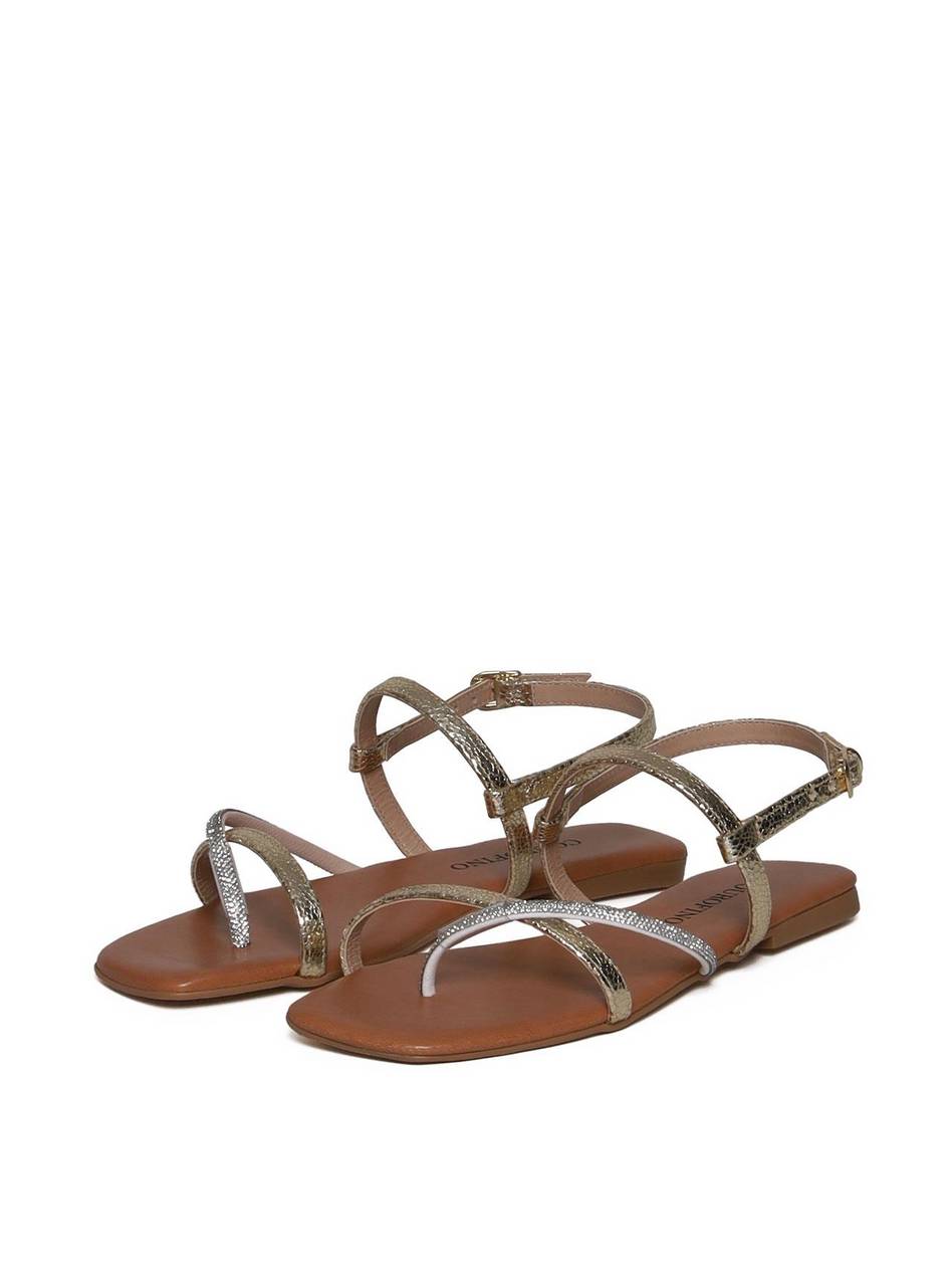 Sandália Rasteira com Tiras Finas em Strass SDI-11681 - AU
