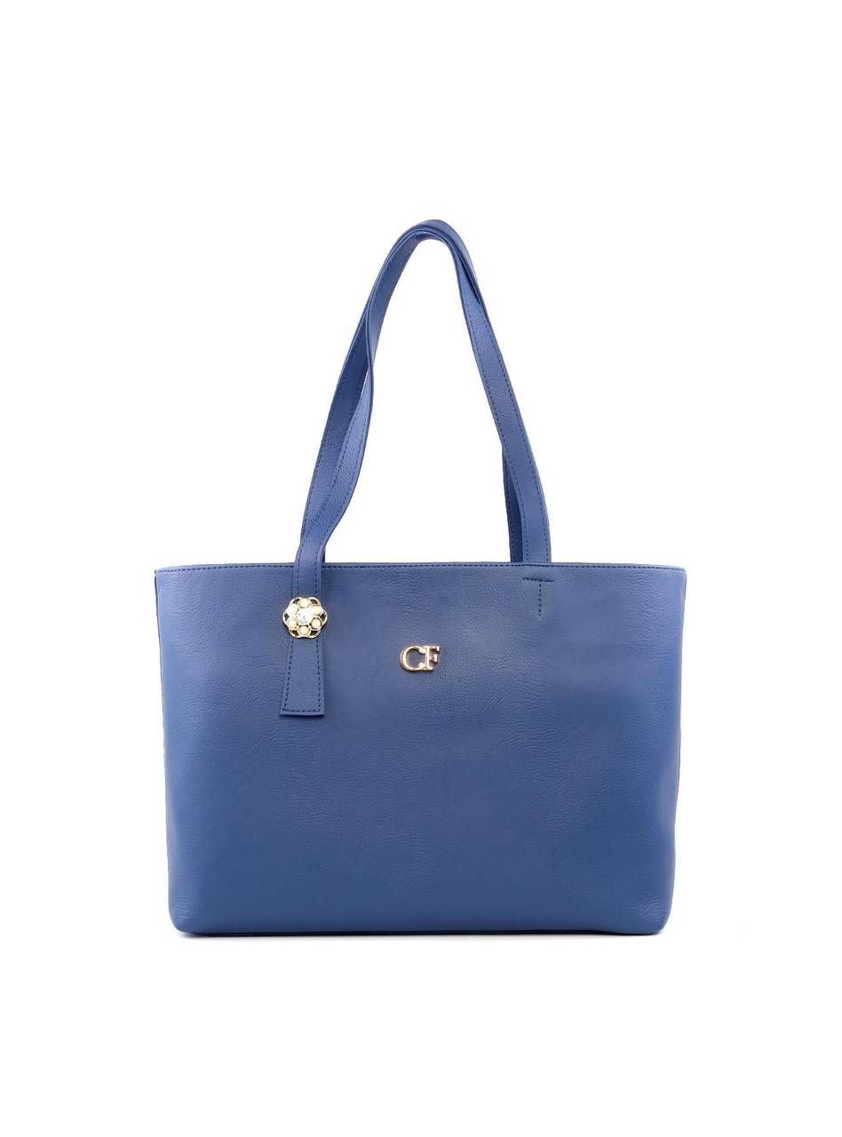 Bolsa Shopper Tiracolo com Flor - Azul BSI-6196 - AZ