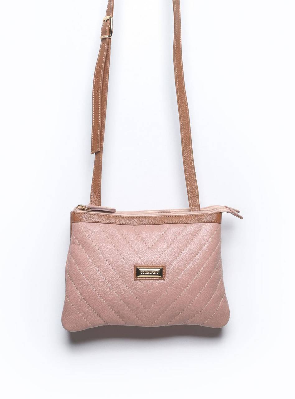 Bolsa Clutch Pequena Duas Divisórias Couro Nude BSI-3728 - NU