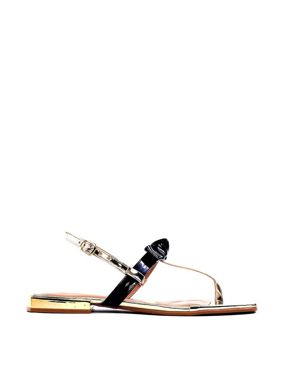 Sandália Rasteira com Detalhe de Laço - Ouro SDI-11747 - AU