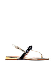 Sandália Rasteira com Detalhe de Laço - Ouro SDI-11747 - AU