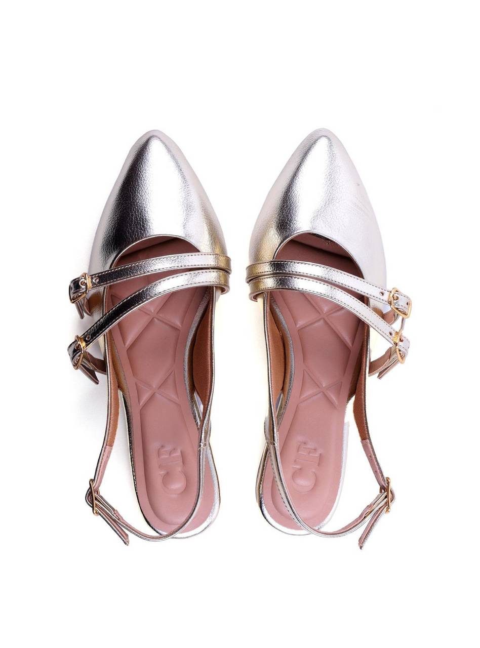 Sandália Slingback com Fivelas Laterais - Ouro SDI-11736 - AU