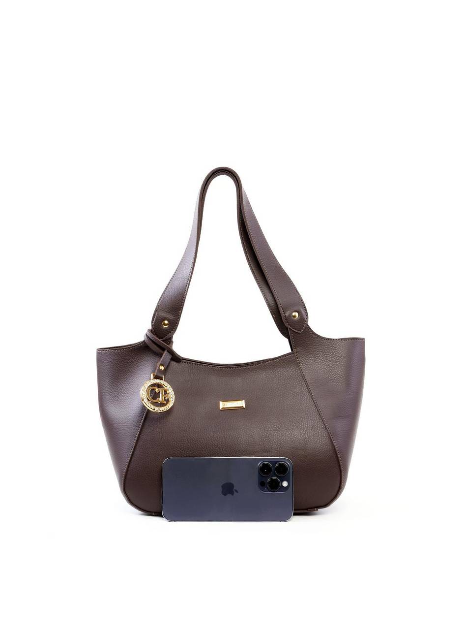 Bolsa Shopper Média com Charm CF - Cacau BSI-6461 - CA