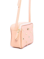 Bolsa Bag Transversal com Metalasse e Spikes Nude BSI-5997 - NU