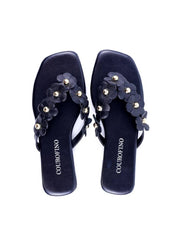 Rasteira de Dedo com Mini Flores - Preta SDI-11821 - PR