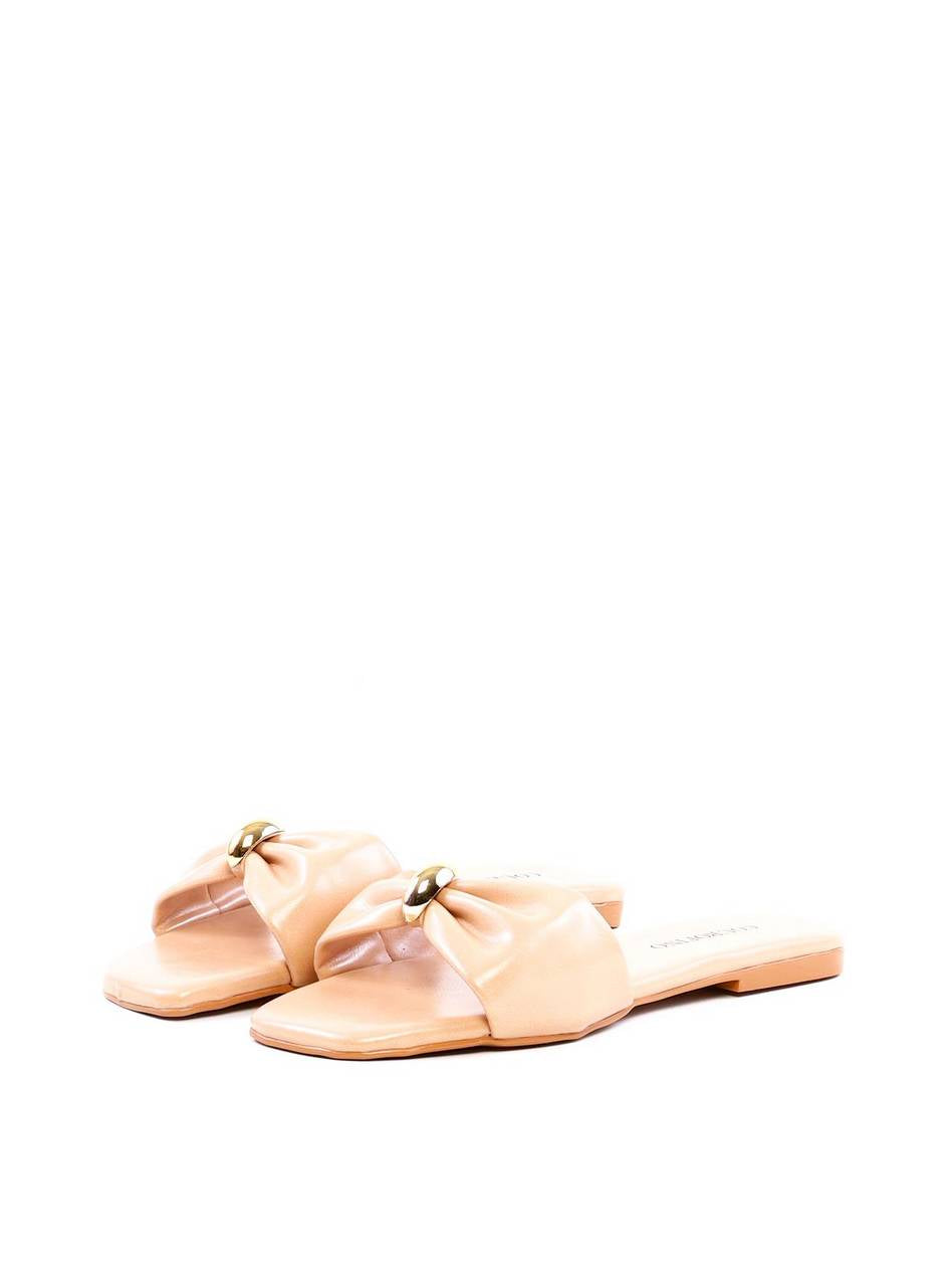 Rasteira Drapeada Enfeite Orgânico - Nude SDI-11983 - NU