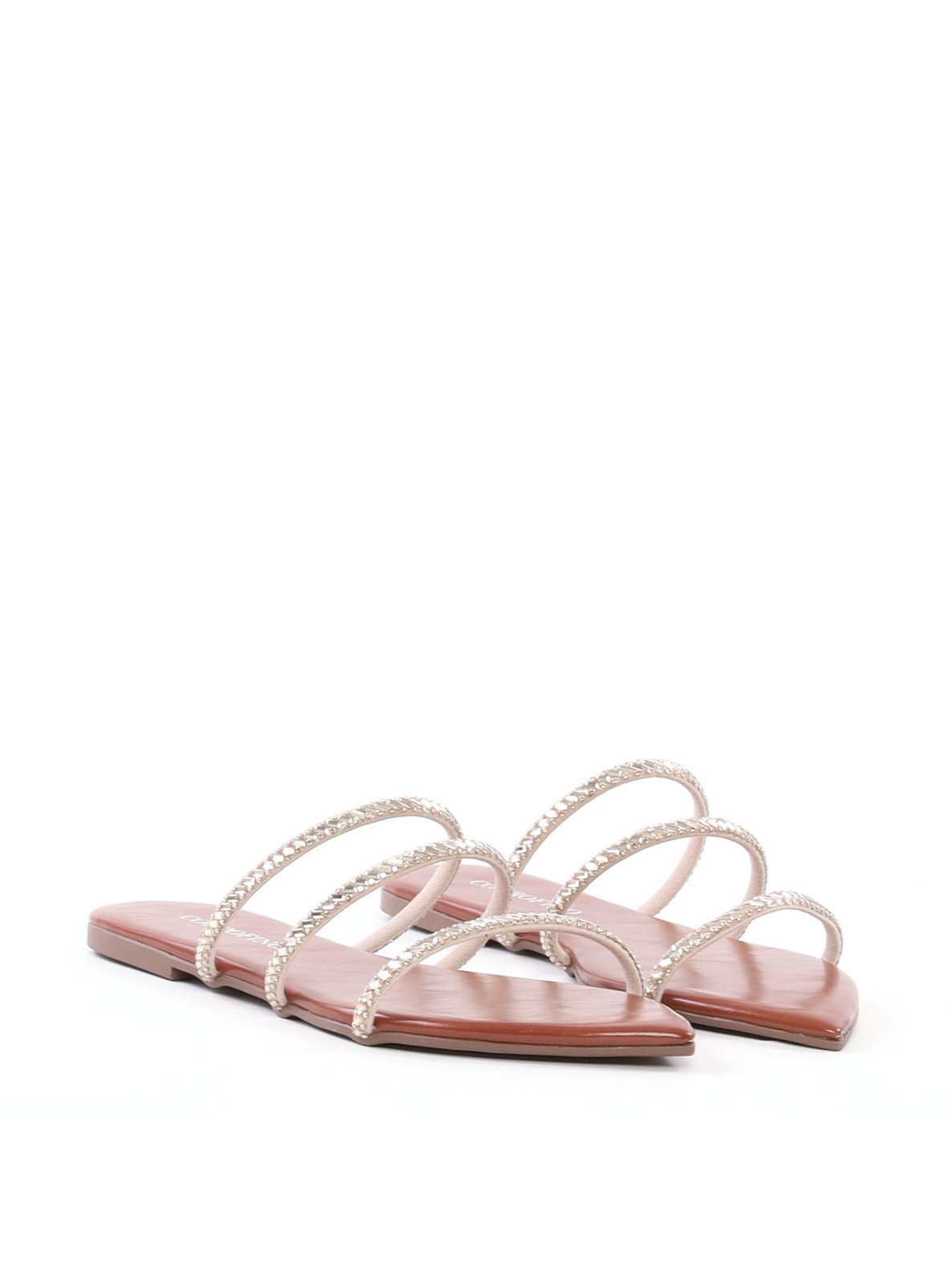 Sandália Rasteira com Strass Bico Folha SDI-12244 - CS