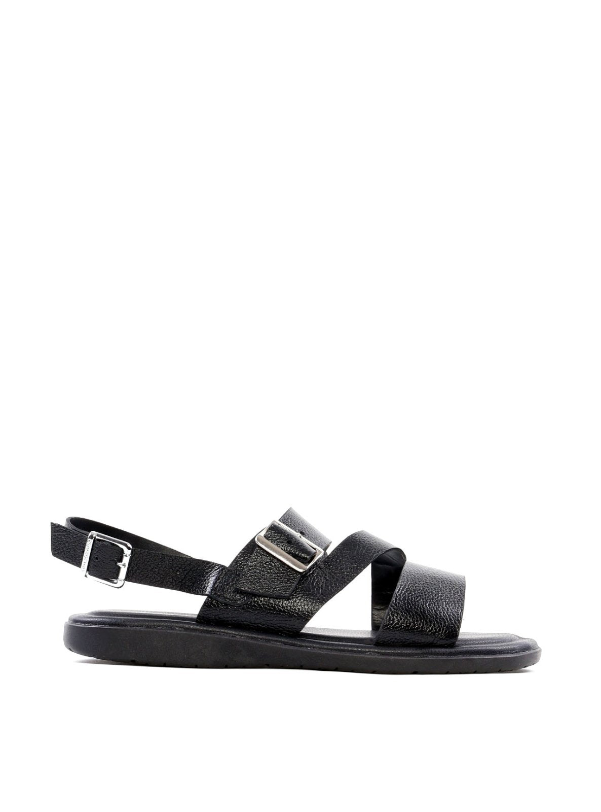 Sandália Masculina com Tiras Largas e Fivelas - Preta SDI-12167 - PR
