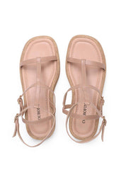 Sandália Feminina Couro Plataforma Salto Fachetado - Nude SDI-11560 - NU