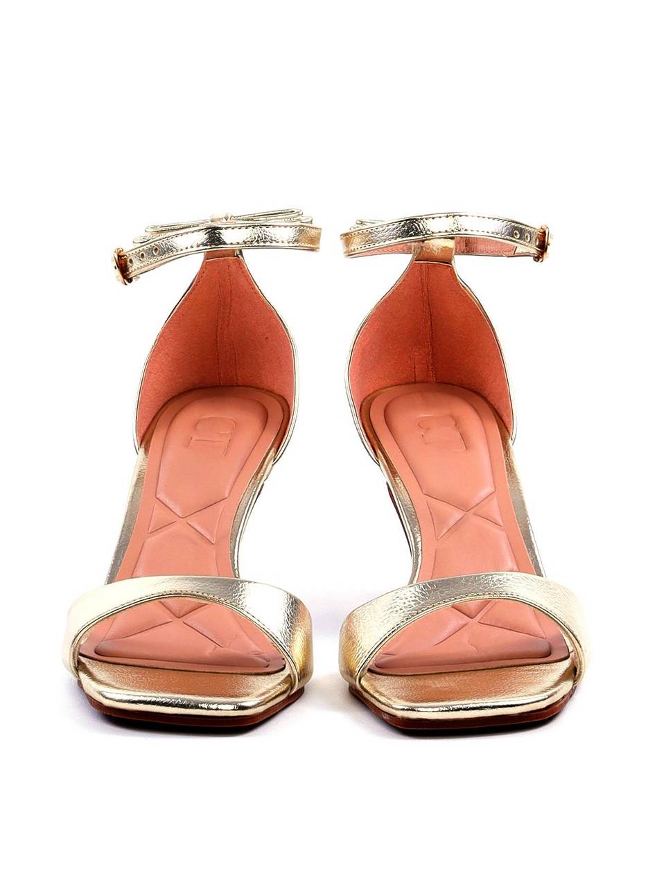 Sandália Salto Fino com Laço Traseiro - Ouro SDI-11746 - AU