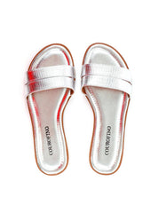 Rasteira Slide de Duas Tiras - Prata SDI-11958 - PT