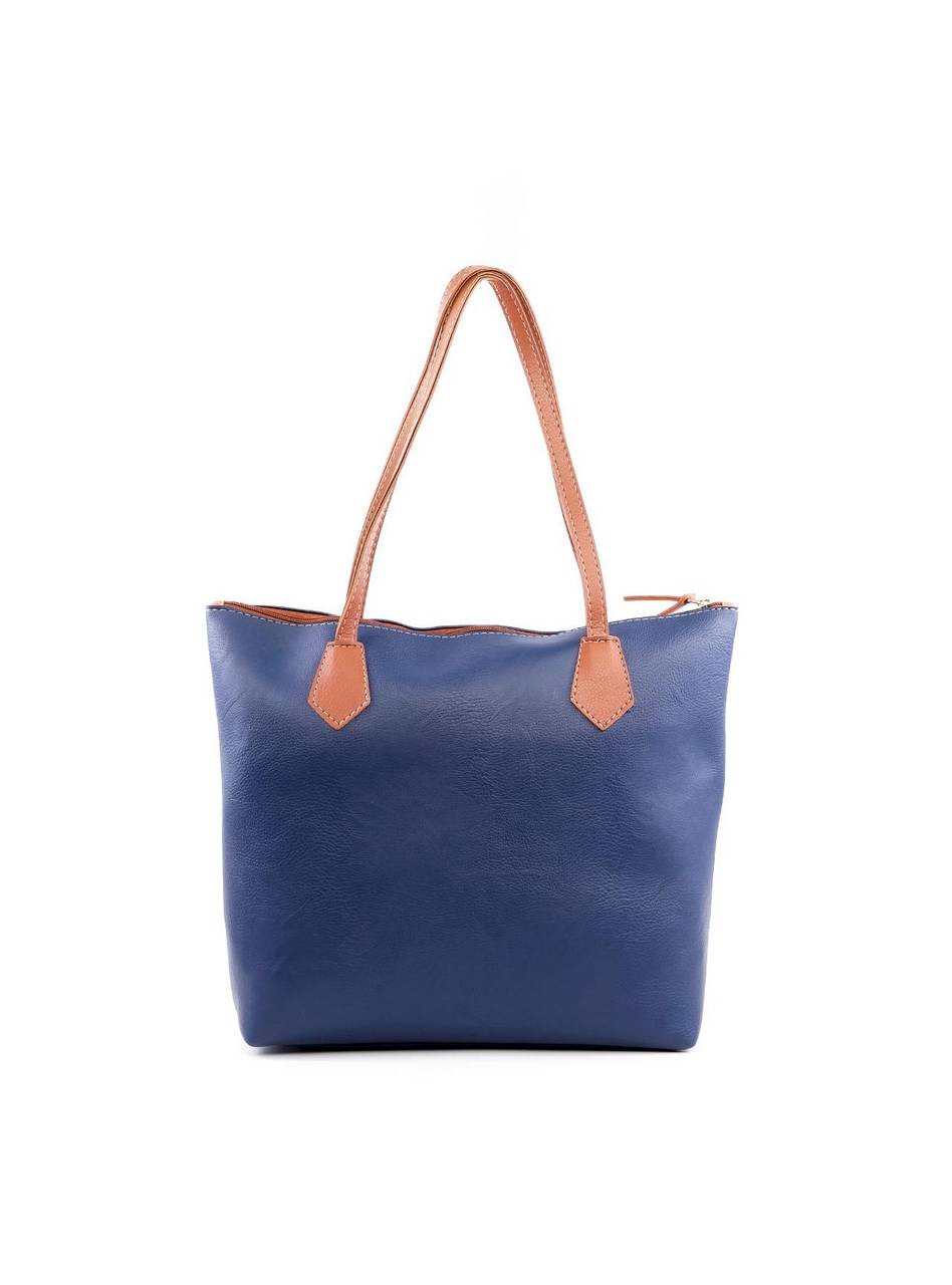 Bolsa Feminina Zíper Puxador Detalhes Recortes - Azul BSI-5979 - AZ