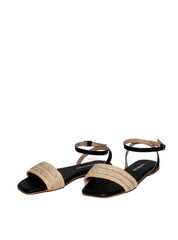 Sandália Feminina Rasteira Rosto Palha - Preta SDI-11641 - PR