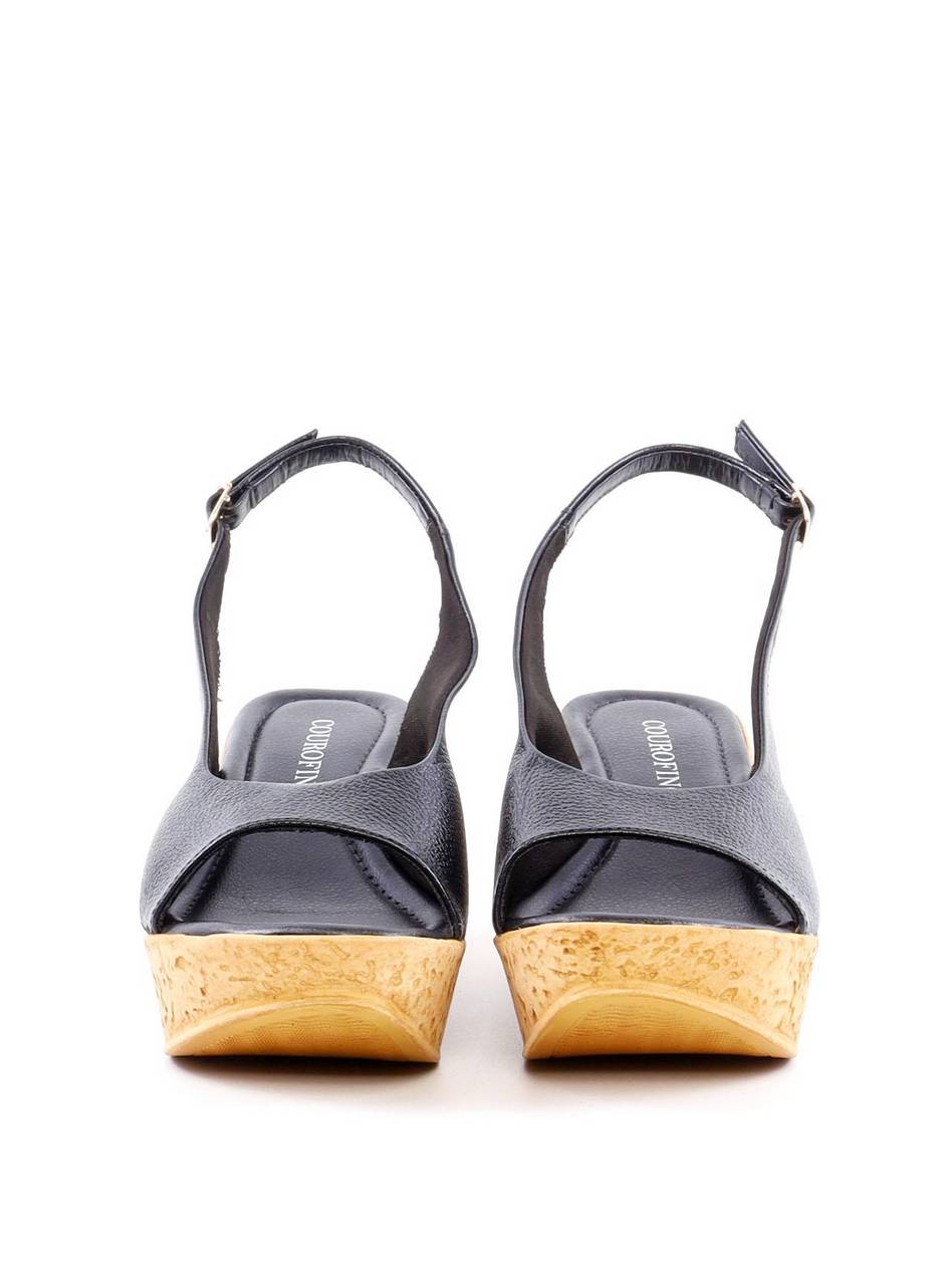 Sandália Plataforma com Recorte - Preta SDI-11948 - PR