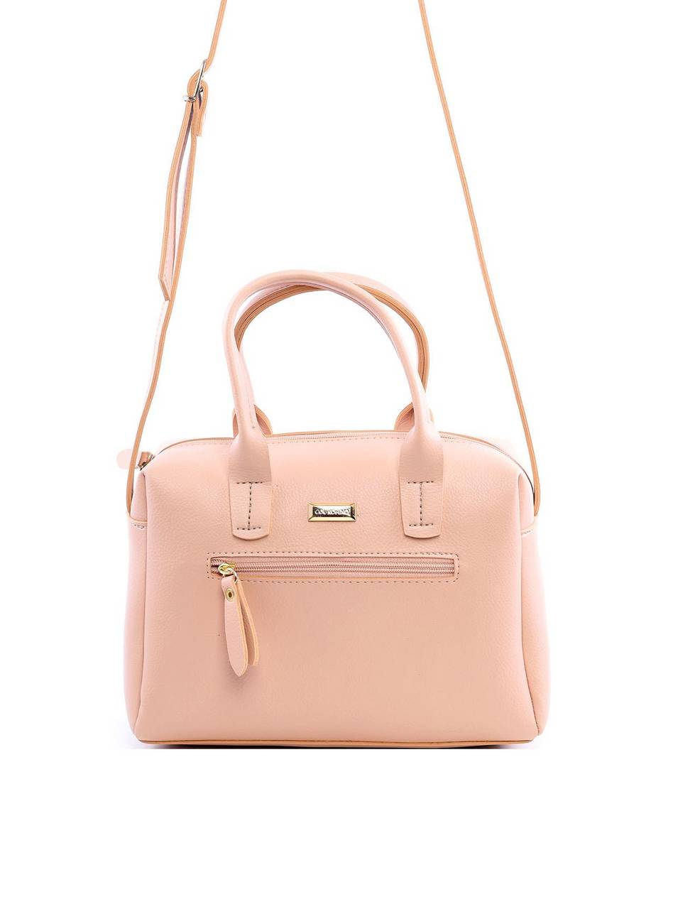 Bolsa Baú Transversal com Bolso Frontal - Nude BSI-6062 - NU