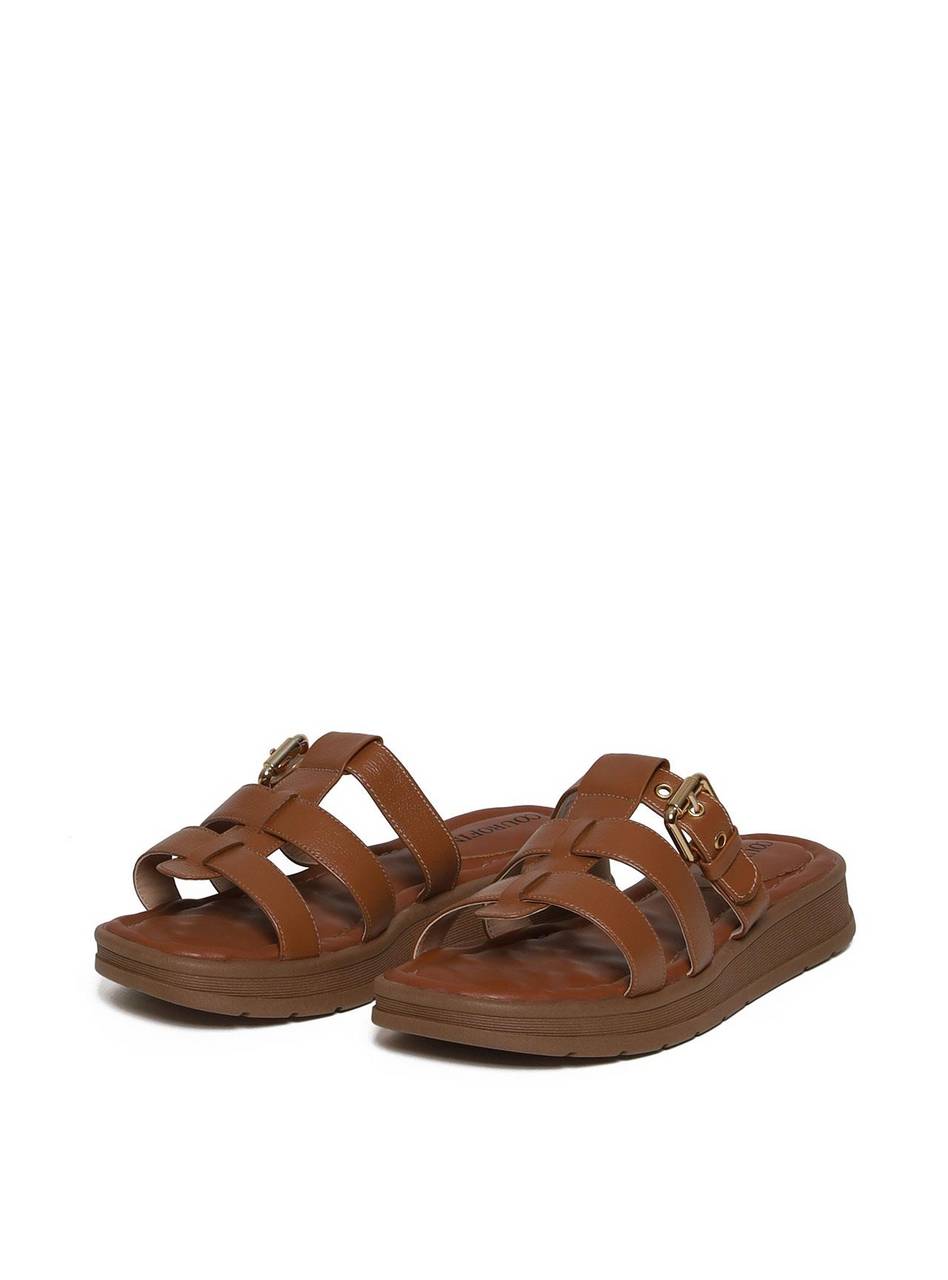Sandália Flatform com Tiras Entrelaçadas e Fivela - Castor SDI-11659 - CS