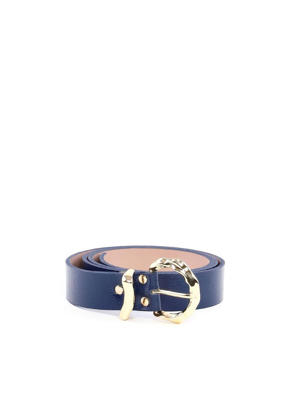 Cinto Feminino Largo de Couro com Fivela e Passador Orgânico - Azul CTI-992 - AZ