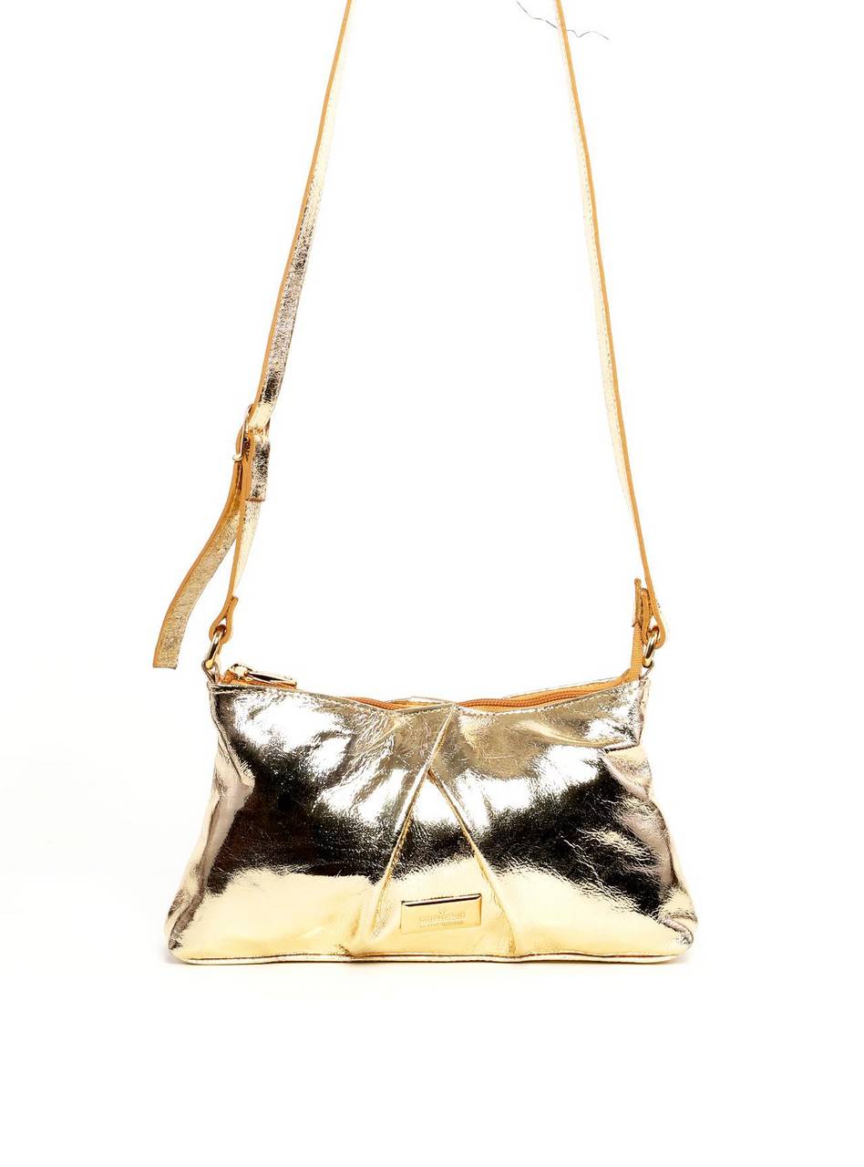 Bolsa Transversal Retangular Detalhe Drapeado - Ouro BSI-6281 - AU