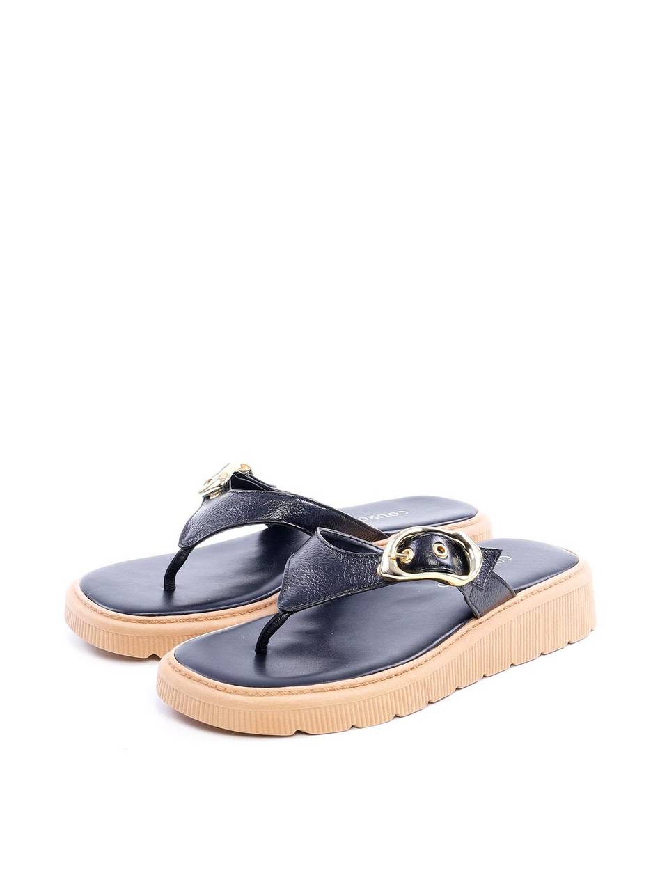 Sandália Flatform Dedo com Fivela - Preta SDI-11757 - PR