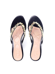 Tamanco Salto Kitten com Detalhes Dourados - Preta SDI-11776 - PR