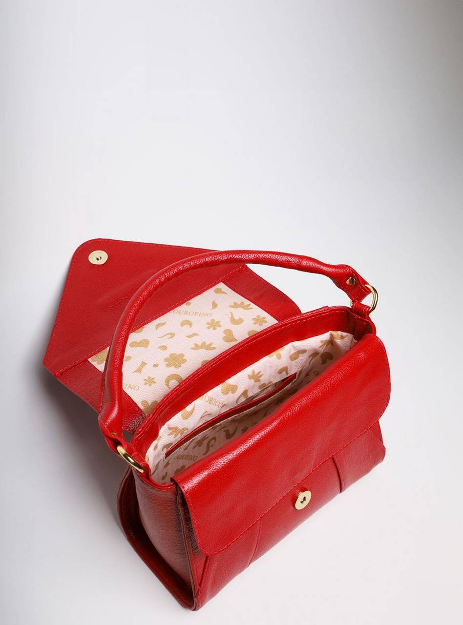Bolsa Satchel Média Couro Tiracolo Vermelha BSI-5820 - VE