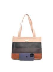 Bolsa Tote Estruturada com Retalhos - Nude BSI-6464 - NU