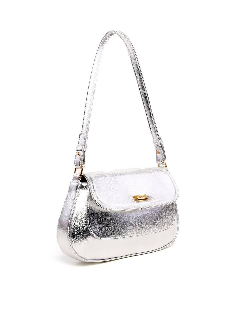 Bolsa Baguette Alça Dupla - Prata BSI-6298 - PT