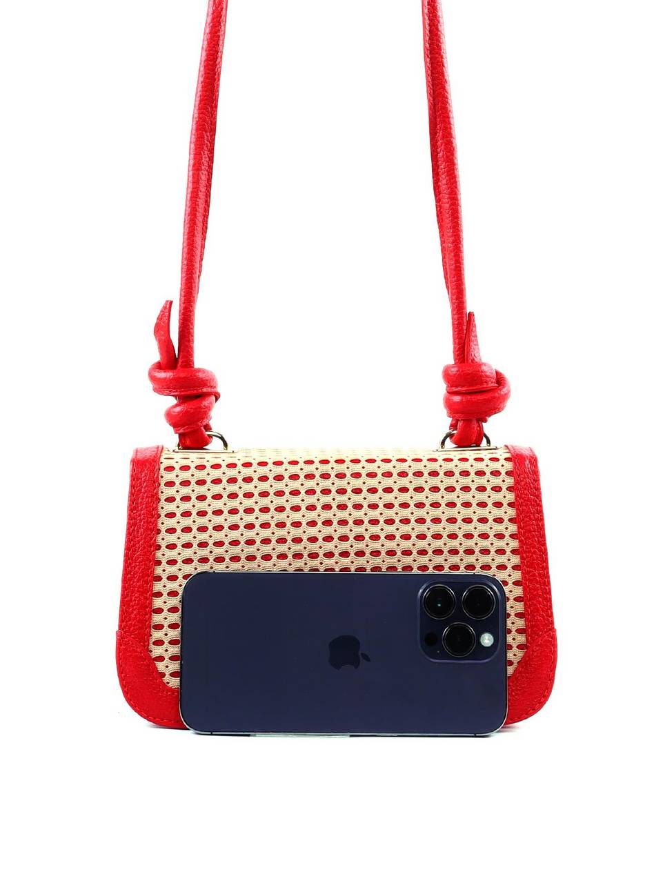 Bolsa Satchel Detalhe Tela Frontal Alça Nó - Vermelha BSI-6378 - VE