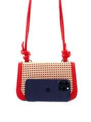 Bolsa Satchel Detalhe Tela Frontal Alça Nó - Vermelha BSI-6378 - VE