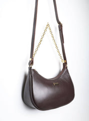 Bolsa Hobo Pequena Transversal Couro Cacau BSI-5850 - CA