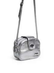 Bolsa Bag Couro Transversal 2 Zíperes Prata BSI-5071 - PT