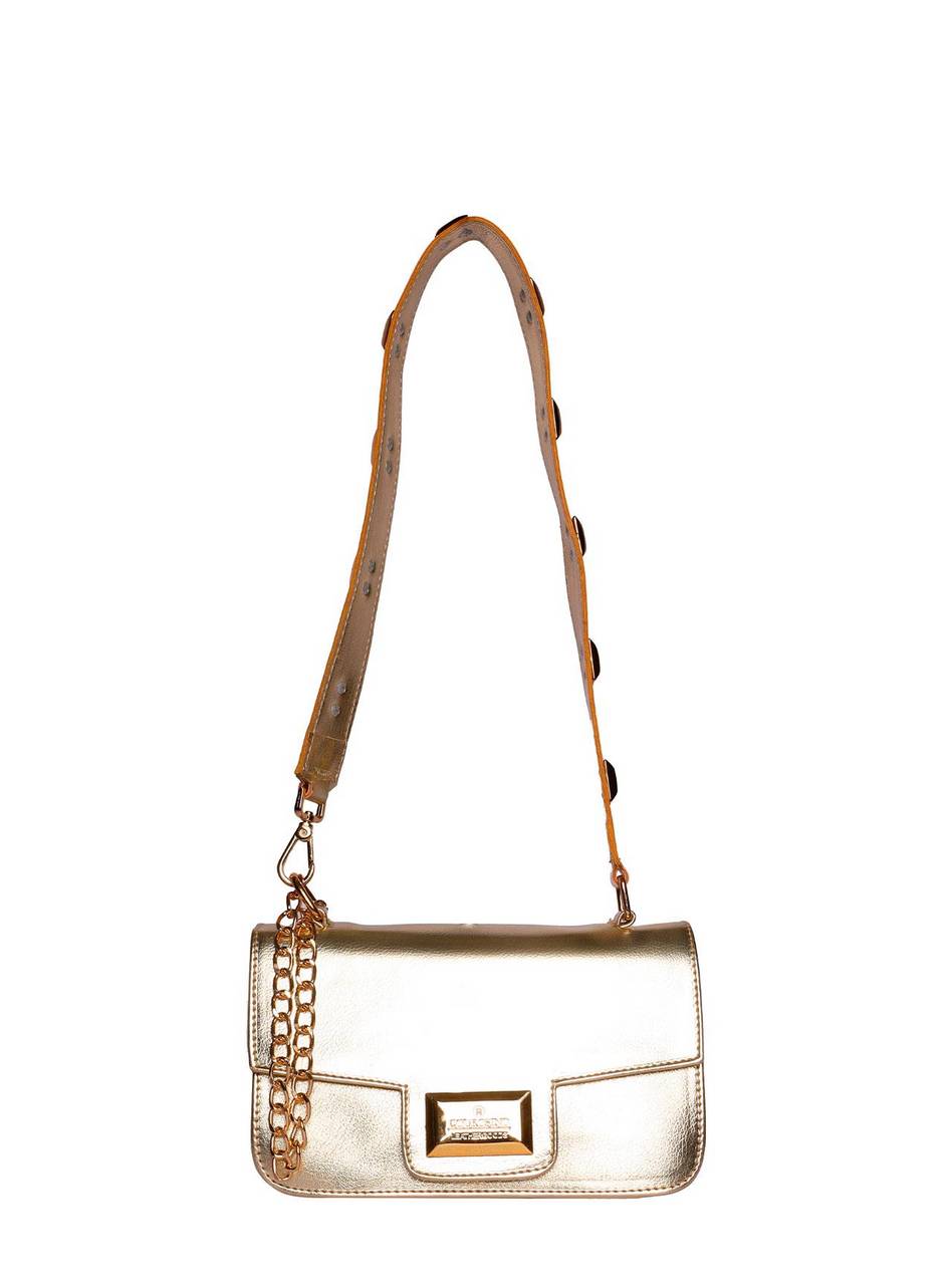 Bolsa Clutch Tiracolo Pequena Ouro BSI-5762 - AU