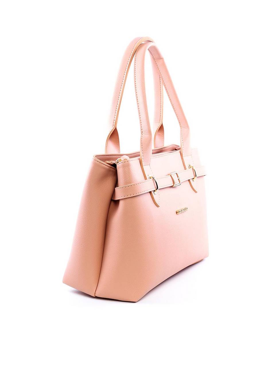 Bolsa Tote com Alça de Mão e Detalhe de Cinto - Nude BSI-6055 - NU