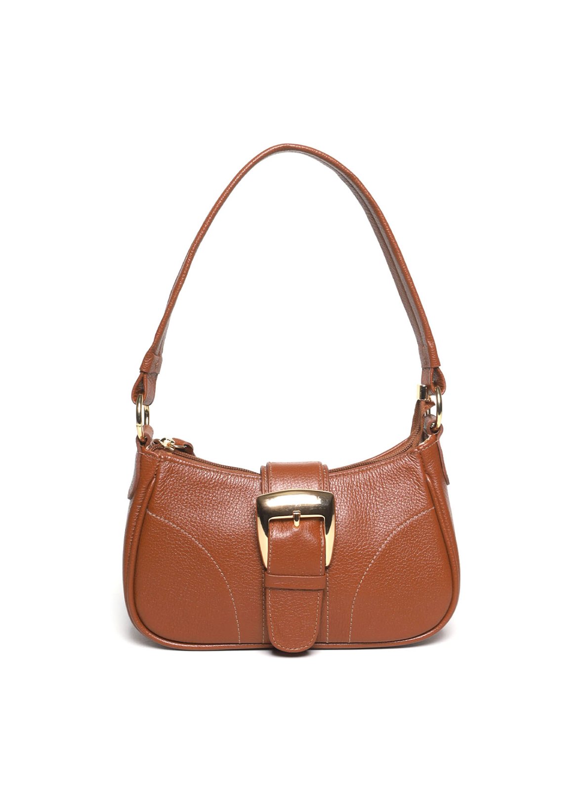 Bolsa Baguette Pequena Couro Fivela Grande Castor BSI-5879 - CS