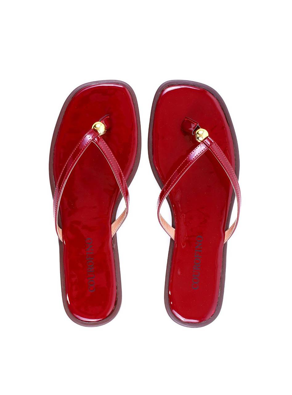 Rasteira de Dedo com Tiras Finas e Esferas - Vermelha SDI-11973 - VE