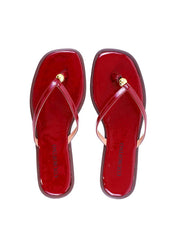 Rasteira de Dedo com Tiras Finas e Esferas - Vermelha SDI-11973 - VE